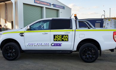 JSE Field Maintenance logo sticker and mine spec signs for vehicle